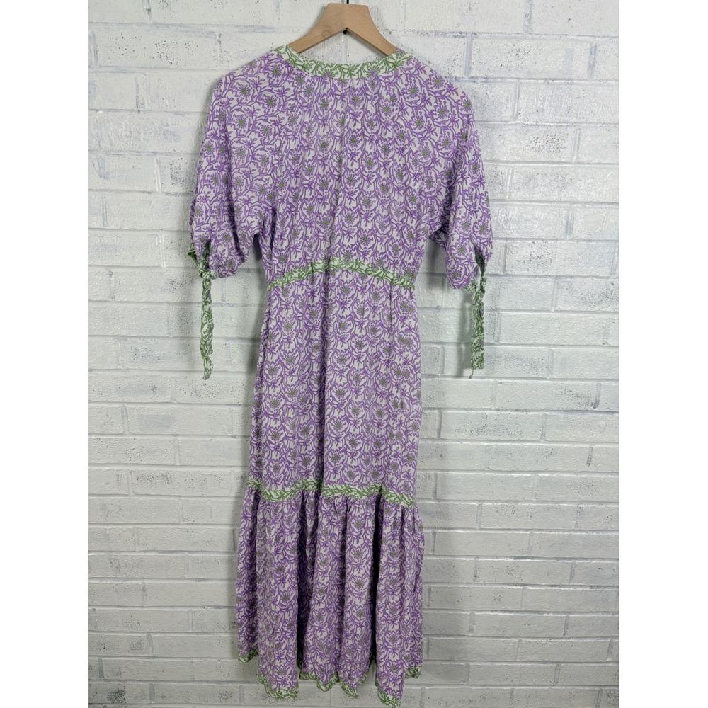 Cactus + Pearl Maxi Dress Womens S Purple Floral Tiered Peasant Boho Cottagecore - Picture 2 of 14